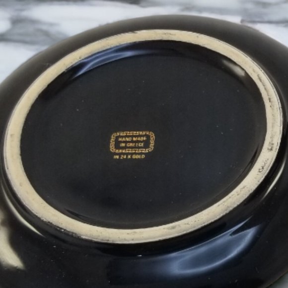 Black & Gold Miniature Plates Greek Key by Portmeirion 2-Pcs Set 1960s - Picture 5 of 9